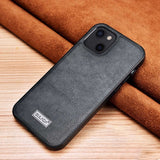 Sulada iPhone 14 Plus Cover Lædertekstur Sort