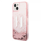 Karl Lagerfeld iPhone 14 Plus Cover Liquid Glitter Big Logo Rosa