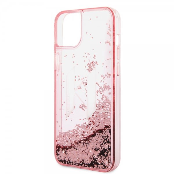 Karl Lagerfeld iPhone 14 Plus Cover Liquid Glitter Big Logo Rosa