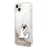 Karl Lagerfeld iPhone 14 Plus Cover Liquid Glitter Choupette Guld