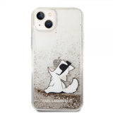 Karl Lagerfeld iPhone 14 Plus Cover Liquid Glitter Choupette Guld