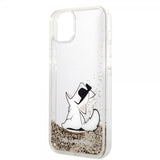 Karl Lagerfeld iPhone 14 Plus Cover Liquid Glitter Choupette Guld