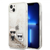 Karl Lagerfeld iPhone 14 Plus Cover Liquid Glitter Karl & Choupette Guld