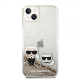 Karl Lagerfeld iPhone 14 Plus Cover Liquid Glitter Karl & Choupette Guld