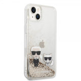 Karl Lagerfeld iPhone 14 Plus Cover Liquid Glitter Karl & Choupette Guld