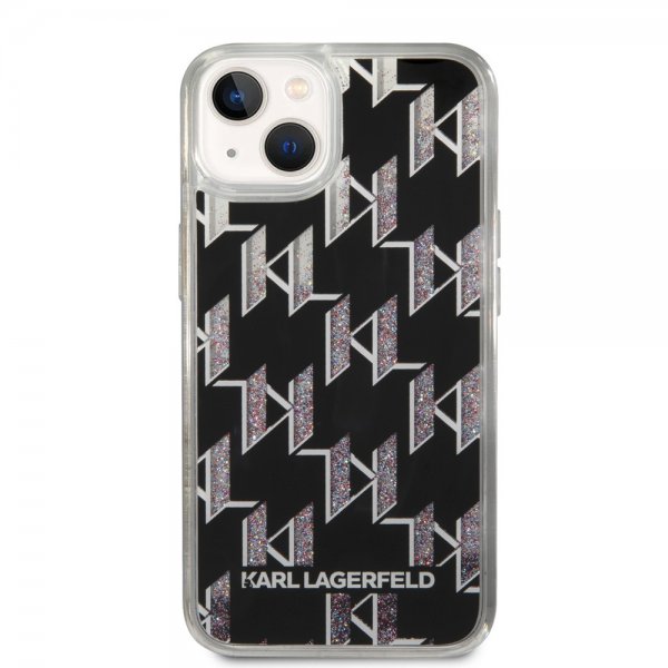Karl Lagerfeld iPhone 14 Plus Cover Liquid Glitter Monogram Sort