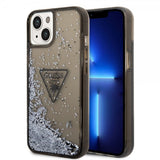 Guess iPhone 14 Plus Skal Liquid Glitter Translucent Sort
