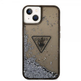 Guess iPhone 14 Plus Skal Liquid Glitter Translucent Sort