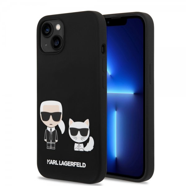 Karl Lagerfeld iPhone 14 Plus Cover Liquid Silicone Karl & Choupette MagSafe Sort