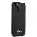 Guess iPhone 14 Plus Cover Liquid Silicone Metal Logo Sort