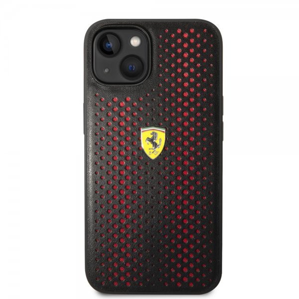 Ferrari iPhone 14 Plus Cover Logo Perforated Red