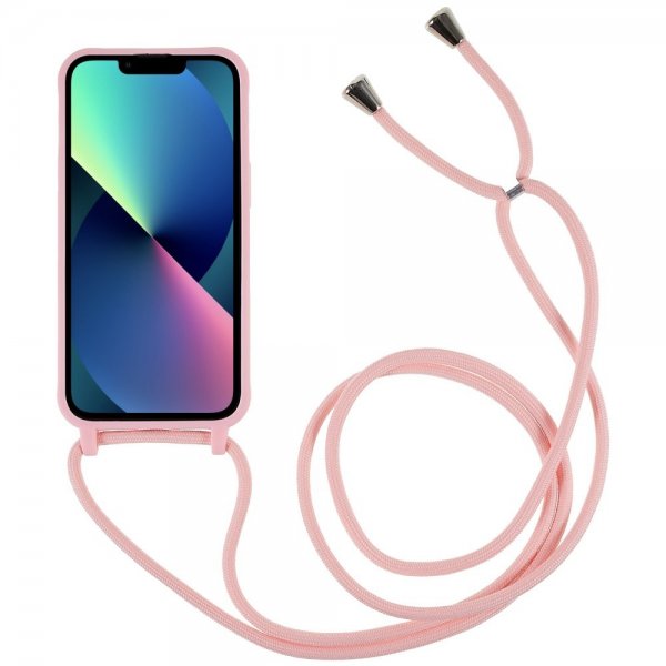 iPhone 14 Plus Cover med strop lyserød