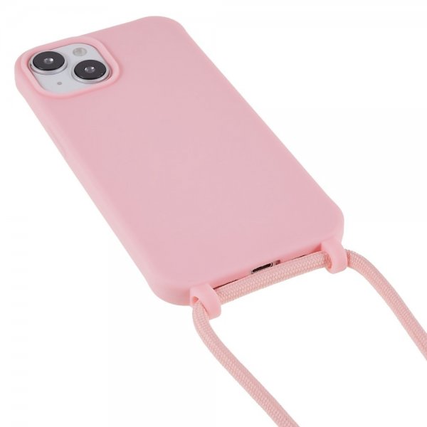 iPhone 14 Plus Cover med strop lyserød