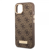 Guess iPhone 14 Plus Cover Metal Plate Logo MagSafe Brun