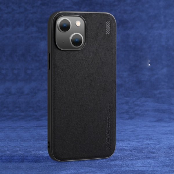 X-Level iPhone 14 Plus Cover Imiteret læder Tekstur Sort
