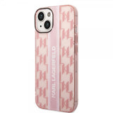 Karl Lagerfeld iPhone 14 Plus Cover Monogram Vertical Stripe Rosa