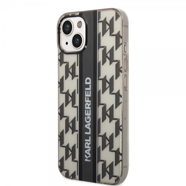 Karl Lagerfeld iPhone 14 Plus Cover Monogram Vertical Stripe Sort