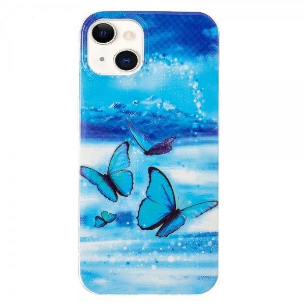 iPhone 14 Plus Cover Motiv Blå Sommerfugle