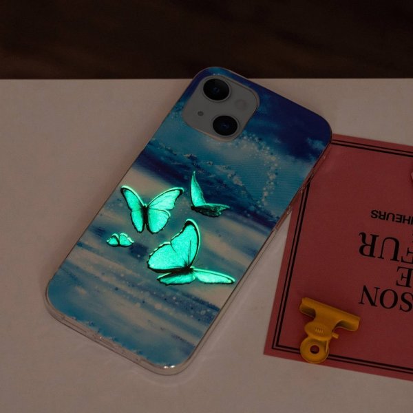 iPhone 14 Plus Cover Motiv Blå Sommerfugle