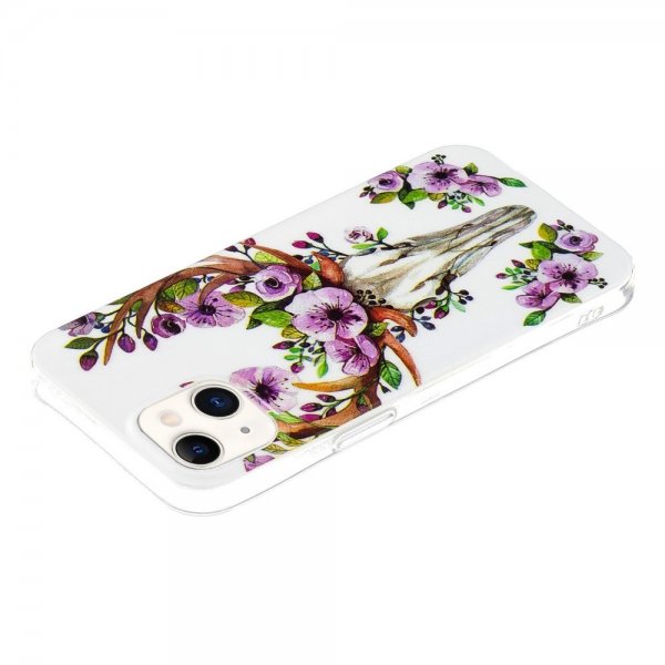 iPhone 14 Plus Cover Motiv Blomster og Hjort