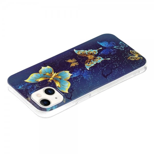 iPhone 14 Plus Cover Motiv Gyldne Sommerfugle