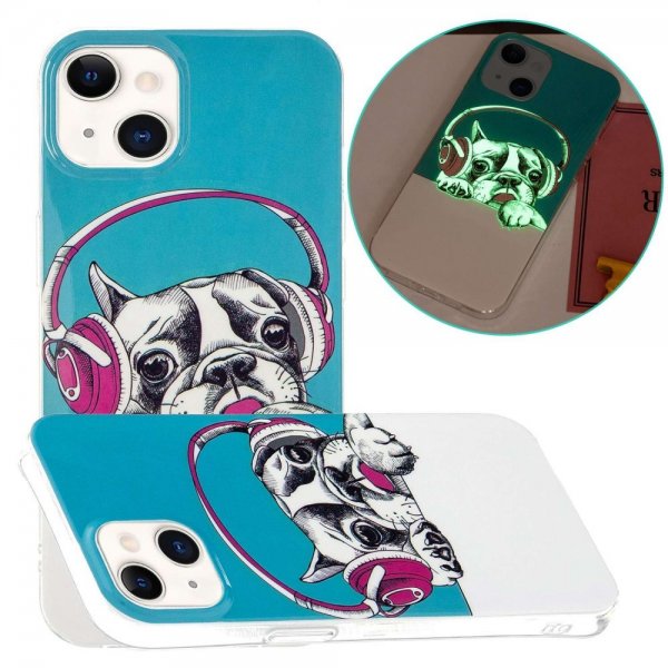 iPhone 14 Plus Cover Motiv Hund med Hovedtelefoner