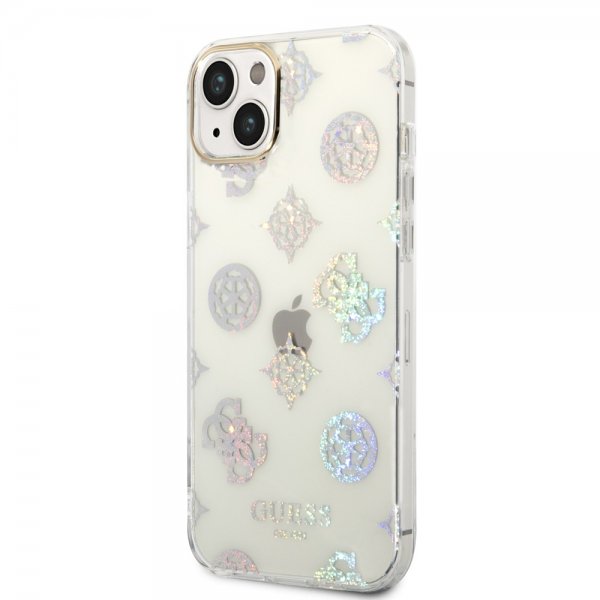 Guess iPhone 14 Plus Cover Peony Glitter Hvid