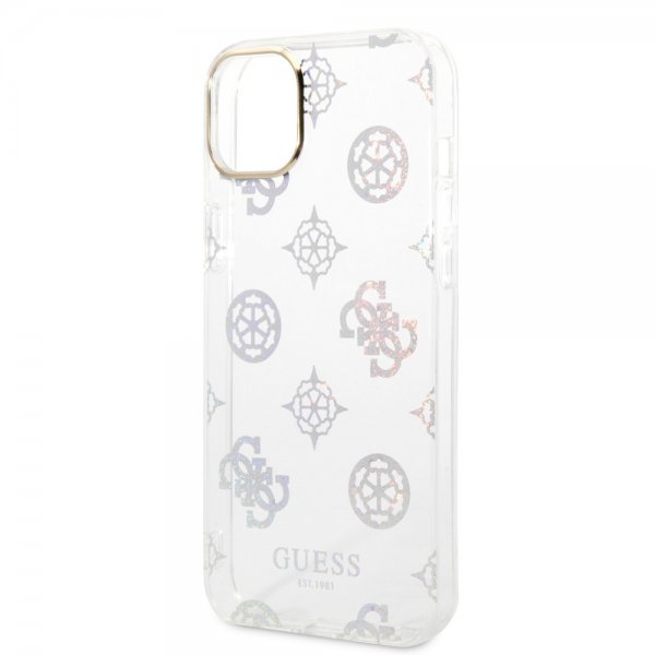 Guess iPhone 14 Plus Cover Peony Glitter Hvid