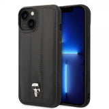 Karl Lagerfeld iPhone 14 Plus Cover Quilted Nylon Puffy Case Ikonik Pin Sort