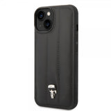 Karl Lagerfeld iPhone 14 Plus Cover Quilted Nylon Puffy Case Ikonik Pin Sort