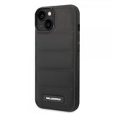 Karl Lagerfeld iPhone 14 Plus Cover Quilted Nylon Puffy Case Logo Plate Sort