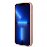 Guess iPhone 14 Plus Cover Saffiano Metal Logo Stripes Rosa