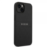 Guess iPhone 14 Plus Cover Saffiano Metal Logo Stripes Sort