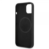 Guess iPhone 14 Plus Cover Silikone Metalplade MagSafe Sort