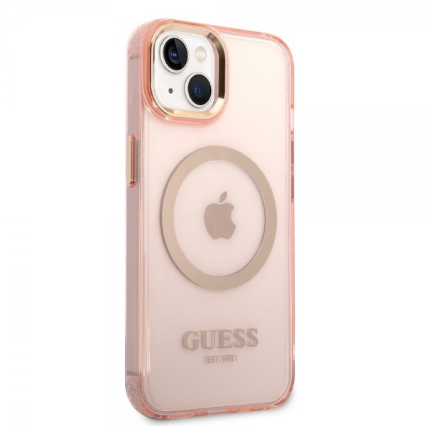 Guess iPhone 14 Plus Cover Translucent MagSafe Rosa