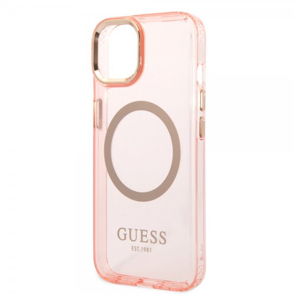 Guess iPhone 14 Plus Cover Translucent MagSafe Rosa