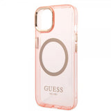 Guess iPhone 14 Plus Cover Translucent MagSafe Rosa