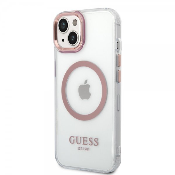 Guess iPhone 14 Plus Cover Gennemsigtig MagSafe Rosa Gennemsigtig