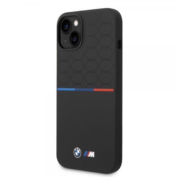 BMW iPhone 14 Plus Cover Tricolor Line & Logo Sort