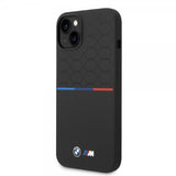 BMW iPhone 14 Plus Cover Tricolor Line & Logo Sort