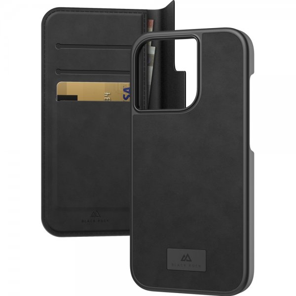 Black Rock iPhone 14 Pro Cover 2-i-1 Wallet Case Aftageligt Cover Sort