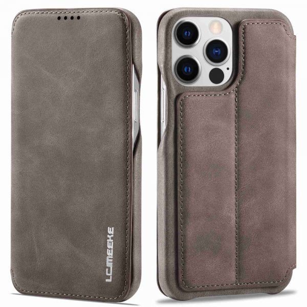 Lc.Imeeke iPhone 14 Pro Flip Cover Mørkebrun