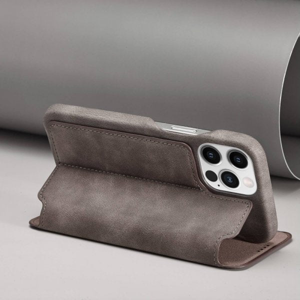 Lc.Imeeke iPhone 14 Pro Flip Cover Mørkebrun