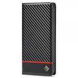 Lc.Imeeke iPhone 14 Pro Cover Kulfibertekstur Rød Stribe Horisontal