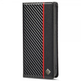 Lc.Imeeke iPhone 14 Pro Cover Kulfibertekstur Rød Stribe Vertikal