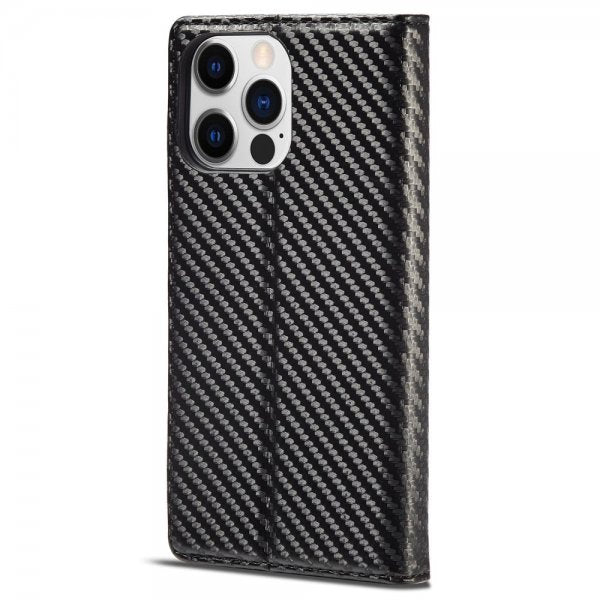 Lc.Imeeke iPhone 14 Pro Cover Kulfibertekstur Rød Stribe Vertikal