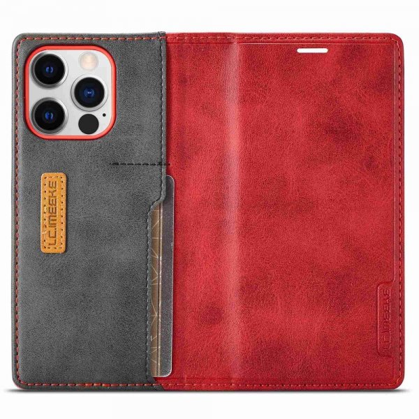 Lc.Imeeke iPhone 14 Pro Cover Kortlomme Udvendig Rød