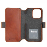 Krusell iPhone 14 Pro Etui Leather PhoneWallet Cognac