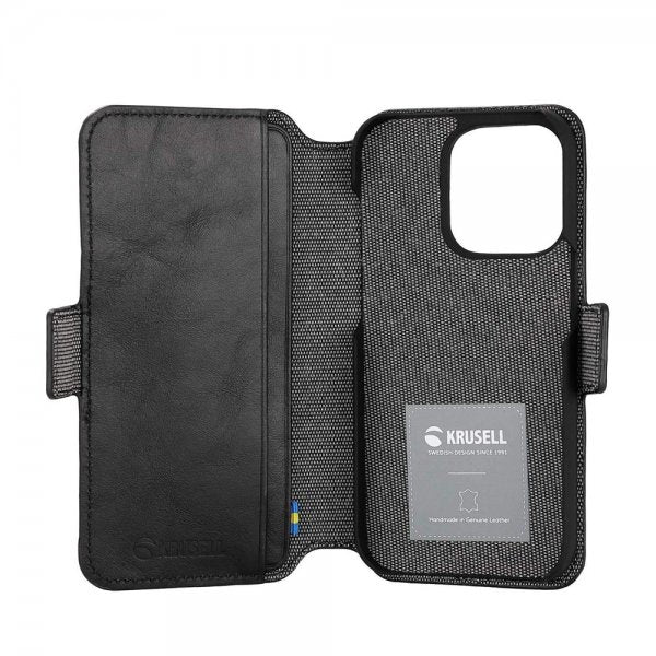 Krusell iPhone 14 Pro Etui Leather PhoneWallet Sort