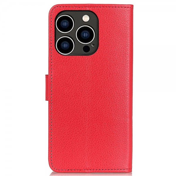 iPhone 14 Pro Cover Litchi Rød